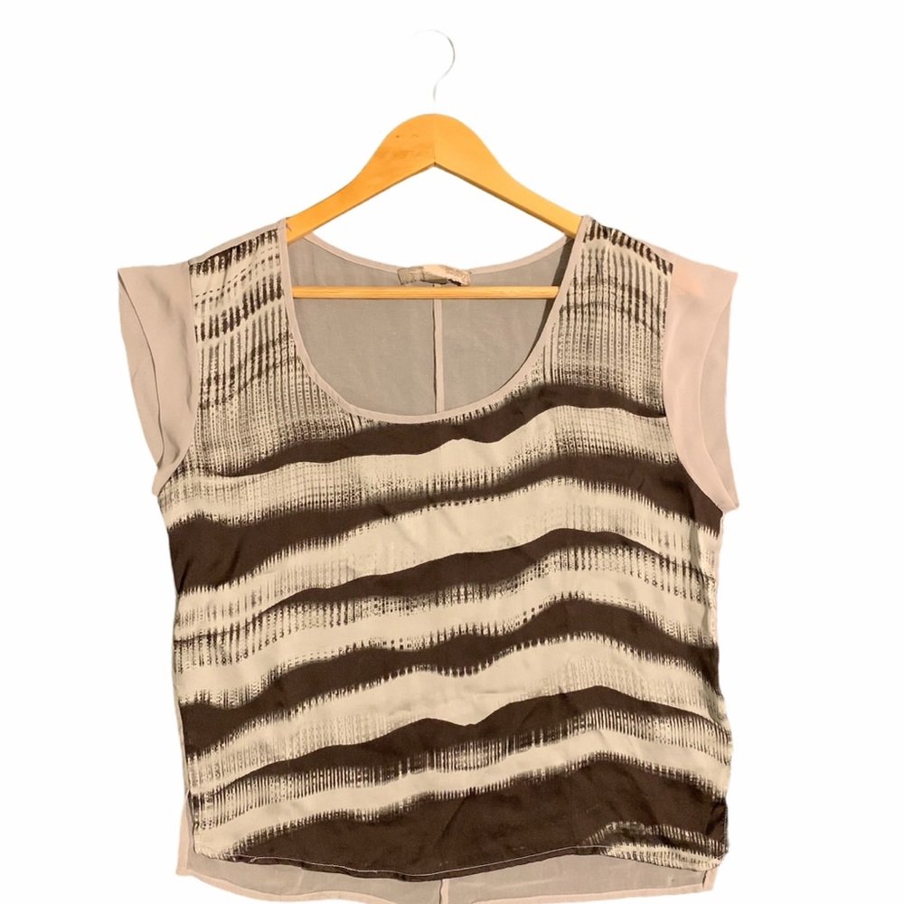 Slightly sheer short sleeve blouse